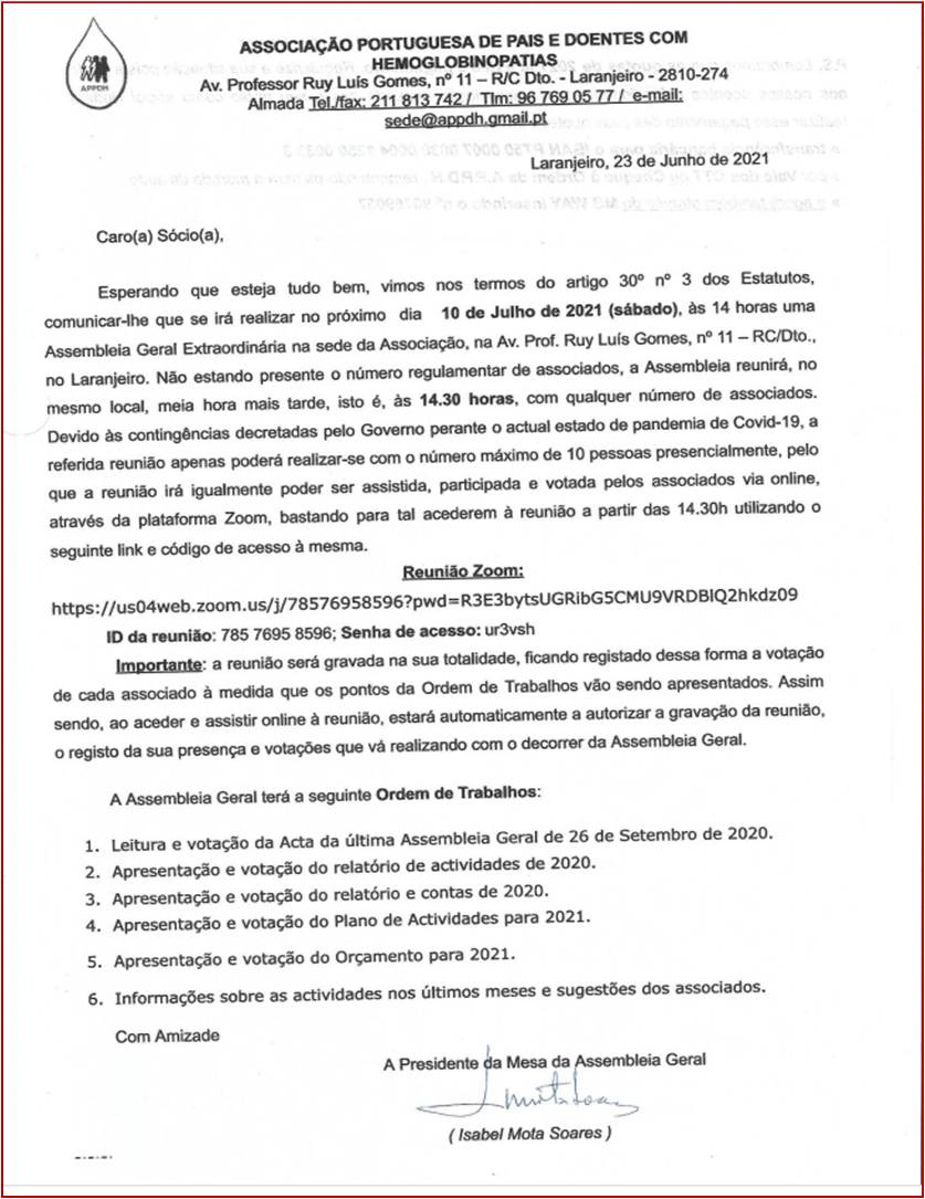 Convocatória Assembleia Geral